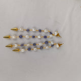 Imperial Indigo Pearl Cascade Earrings – Gold Plated Dual-Strand Dangle Earrings