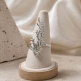 Arctic Willow Knuckle Ring – Textured Architectural Statement Ring