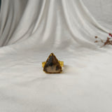 Sienna Ridge Trillion Statement Ring – Gold Plated Dendritic Agate Cocktail Ring