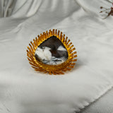 Kinetic Sunburst Trillion Ring – Gold Plated Zebra Jasper Shield Cocktail Ring