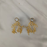 Gold Branch Coral Statement Earrings – Gold Plated Baroque Pearl Botanical Drops