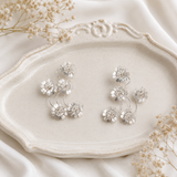 Meadow Cascade Earrings – Silver Plated Textured Botanical Chandelier Drops