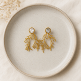 Gold Branch Coral Statement Earrings – Gold Plated Baroque Pearl Botanical Drops
