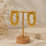 Gilded Sunflower Hoops – Textured Gold Plated Statement Open Hoops