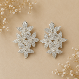 Silver Frost Blossom Cluster Studs – Silver Plated Textured Floral Statement Earrings