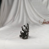 Oxidized Nocturnal Crown Ring – Dark Patina Textured Gothic Statement Ring
