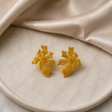 Golden Moss Blossom Earrings – Gold Plated Textured Botanical Statement Studs