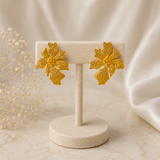 Golden Moss Blossom Earrings – Gold Plated Textured Botanical Statement Studs