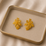 Golden Moss Blossom Earrings – Gold Plated Textured Botanical Statement Studs
