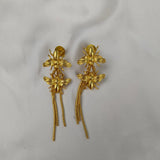 Product Title: Honeyveil Dangle Earrings – Gold Plated Twin Bee Tassel Chandelier Earrings