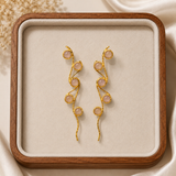 Pink Berry Cascade Drops – Gold Plated Botanical Statement Earrings
