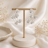 Meadow Cascade Earrings – Silver Plated Textured Botanical Chandelier Drops