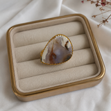 Terra Silhouette Cocktail Ring – Gold Plated Agate Shield Statement Ring