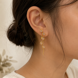 Pink Berry Cascade Drops – Gold Plated Botanical Statement Earrings