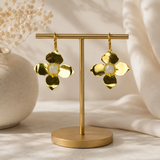 Imperial Four-Petal Blossom Drops – Gold Plated Botanical Statement Earrings