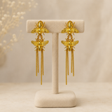 Product Title: Honeyveil Dangle Earrings – Gold Plated Twin Bee Tassel Chandelier Earrings