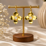 Imperial Four-Petal Blossom Drops – Gold Plated Botanical Statement Earrings