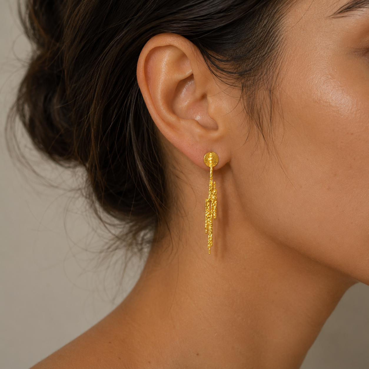 Gilded Lightning Bolt Drops – Textured Gold Plated Statement Dangles