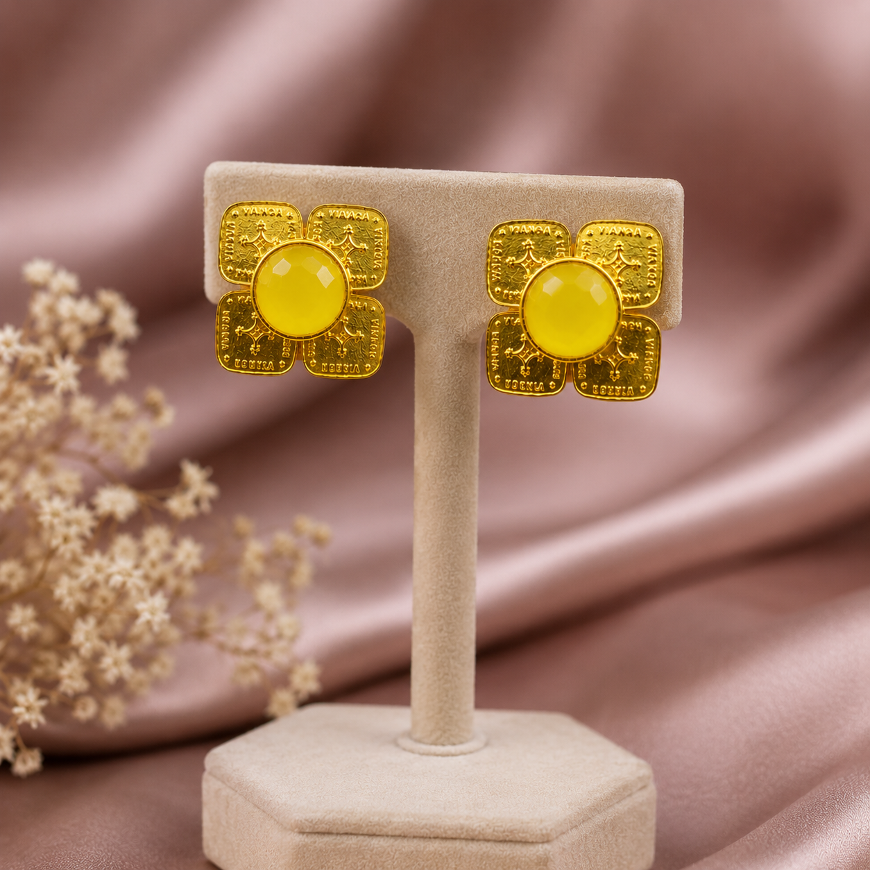 Golden Petal Glow Earrings