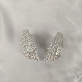 Abstract Wavy Drops – Silver Plated Textured Multi-Tiered Cascading Statement Studs