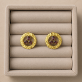 Molten Open-Disk Statement Earrings –  Gold Plated Purple Tourmaline Studs