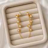 Serenade Luminous Pearl Drops –  Gold Plated Botanical Statement Earrings