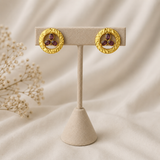 Molten Open-Disk Statement Earrings –  Gold Plated Purple Tourmaline Studs