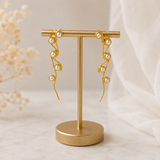 Serenade Luminous Pearl Drops –  Gold Plated Botanical Statement Earrings