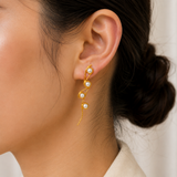 Serenade Luminous Pearl Drops –  Gold Plated Botanical Statement Earrings