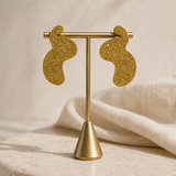 Gilded Sand Dune Statement Earrings – Textured Gold Plated Abstract Shield Studs