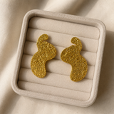 Gilded Sand Dune Statement Earrings – Textured Gold Plated Abstract Shield Studs