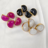 The Hourglass Black Spinel Earrings – Gold Plated Geometric Statement Studs