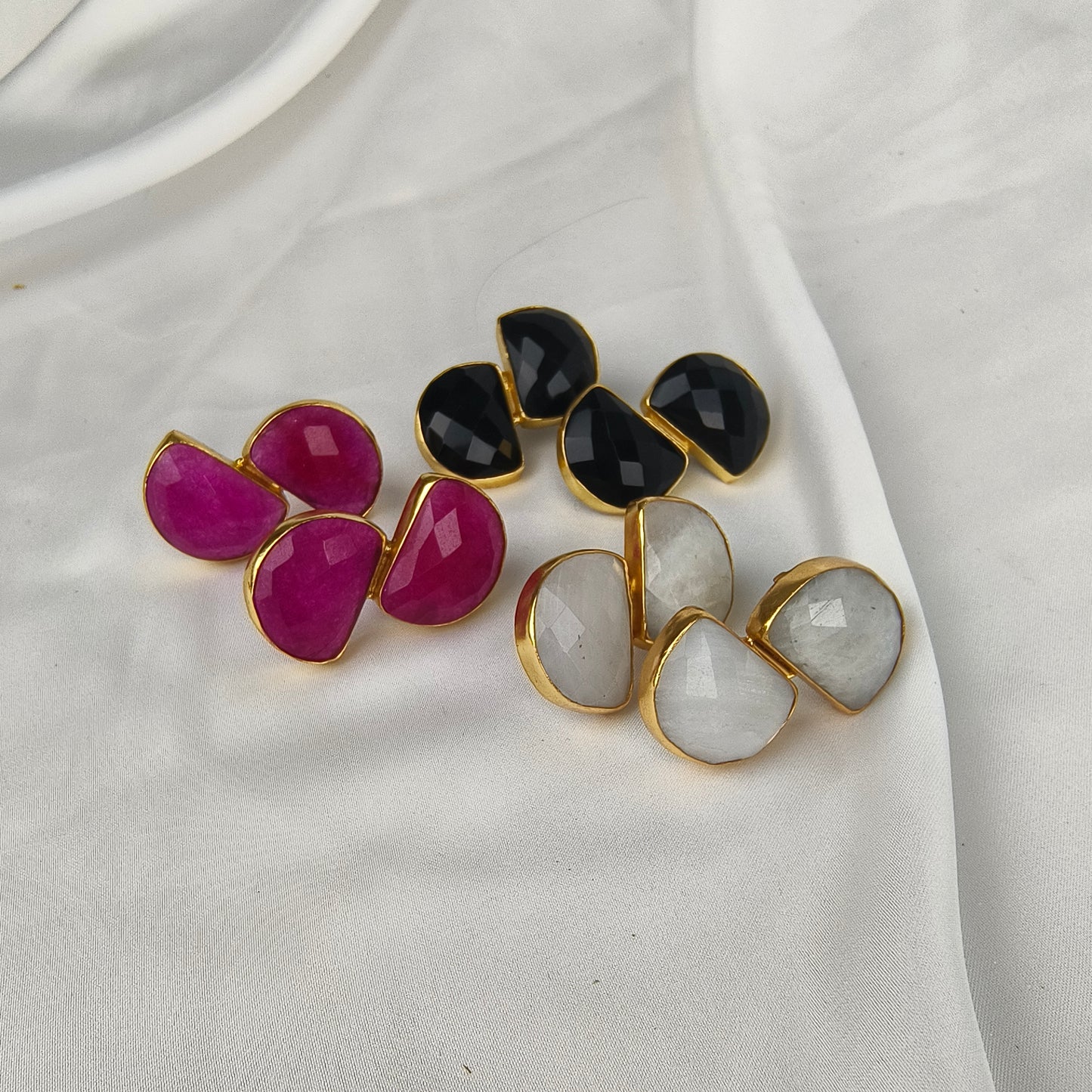 The Hourglass Black Spinel Earrings – Gold Plated Geometric Statement Studs