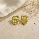 Gilded Bloom Open Hoops – Textured Molten Interlocking Heart Statement Studs