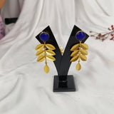 Athena Blue Leaf Cascades – Gold Plated Cobalt Lapis & Olive Branch Chandelier Earrings