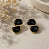 The Hourglass Black Spinel Earrings – Gold Plated Geometric Statement Studs