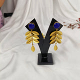 Athena Blue Leaf Cascades – Gold Plated Cobalt Lapis & Olive Branch Chandelier Earrings