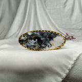 Monochrome Wilderness Oval Ring –  Gold Plated Dendritic Opal Statement Cocktail Ring
