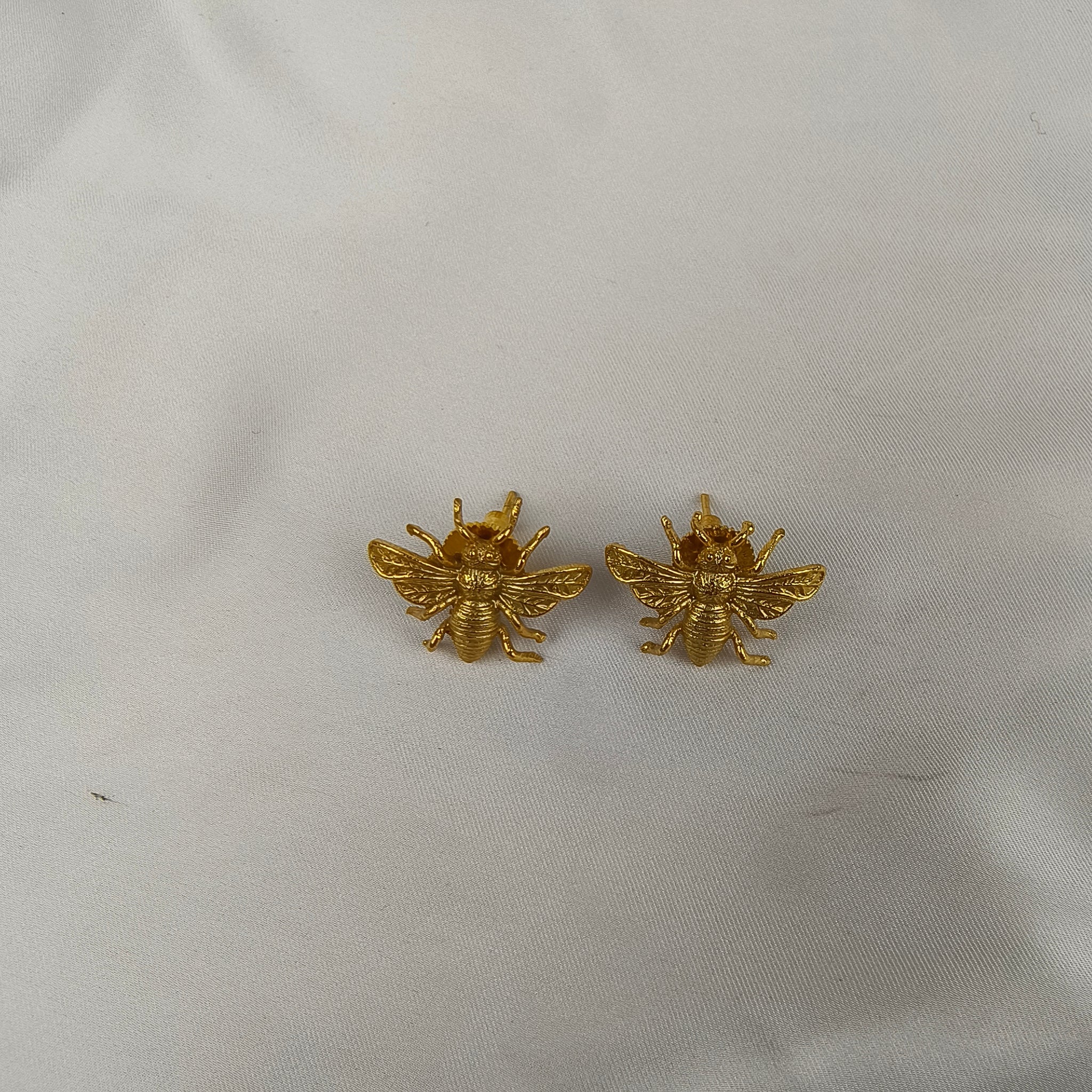 The Honeybee Petite Studs – Gold Plated Delicate Insect Statement Earrings