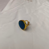 Deep Sea Quartzite Crown Ring – Gold Plated Blue Statement Cocktail Ring