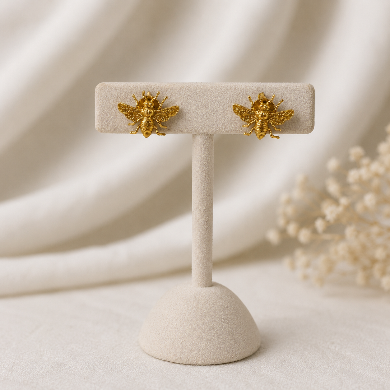 The Honeybee Petite Studs – Gold Plated Delicate Insect Statement Earrings