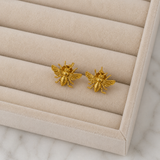 The Honeybee Petite Studs – Gold Plated Delicate Insect Statement Earrings
