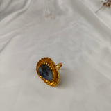 Dendritic Moss Flame Ring – Gold Plated Agate Statement Cocktail Ring