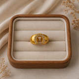 Gilded Horseshoe Dome Ring – Gold Plated Crystal Encrusted Lucky Statement Ring