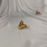 Dendritic Quartz Cushion Ring – Gold Plated Abstract Stone Statement Ring