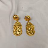 The Byzantine Hammered Coin Drops – Gold Plated Sculptural Tiered Medallion Earrings