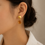 Satin Gold Diamond Cage Earrings – Citrine-Toned Statement Drops