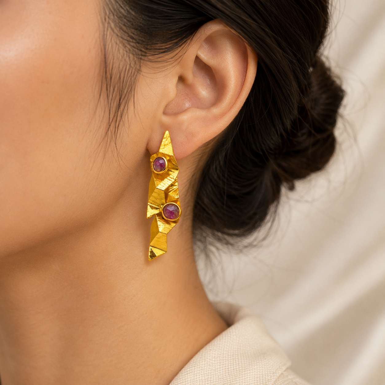 Prism Shard Multi-Stone Earrings – 18K Gold Plated Angular Crystal Statement Drops
