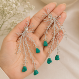 Alpine Branch Raw Stone Drops – Silver Plated Chandelier Statement Earrings