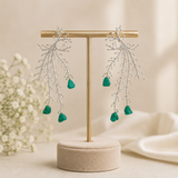 Alpine Branch Raw Stone Drops – Silver Plated Chandelier Statement Earrings